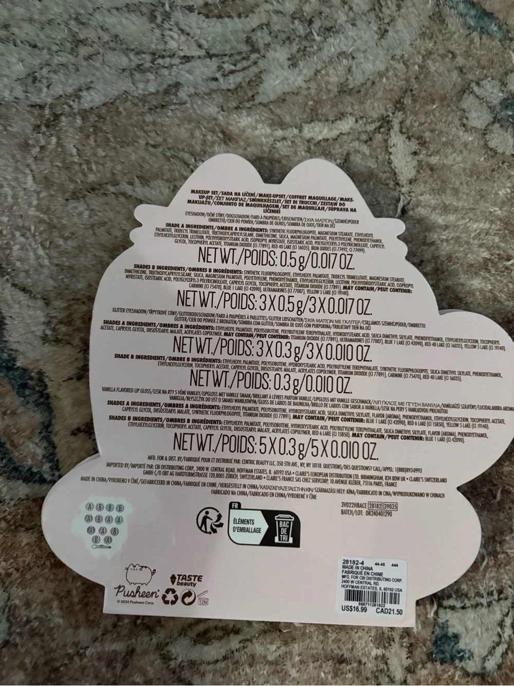 Pusheen Claire's Exclusive Tea Party Makeup Set Eyeshadow New Unused
